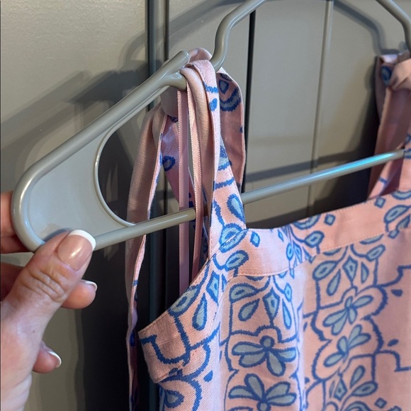Gorgeous! Emily McCarthy pink/blue linen dress L - Picture 2 of 5